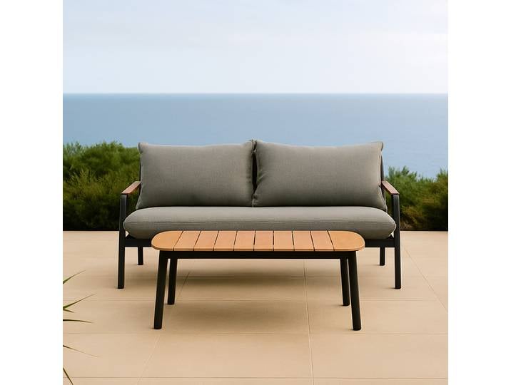 Lola Monaco Lounge 2,5-Sitzer Alu Graphite Teak/ Rope Carbon/