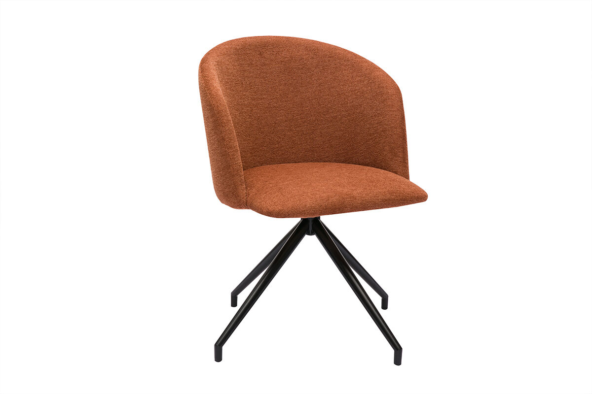 Miliboo Drehstuhl im Design 360° aus strukturiertem Samteffektstoff in verbranntem Erdbraun und schwarzem Metall VANITY