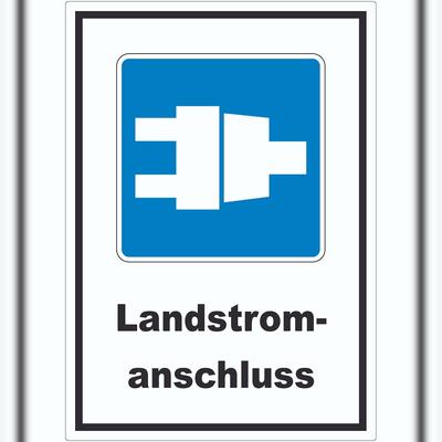 HB-Druck Landstromanschluss für Schiffe Symbol und Text Aufkleber A2 (420x594mm)