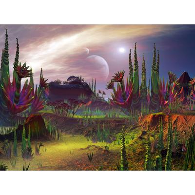 Fototapete PAPERMOON "PLANETEN-FUTURISTISCH WELTRAUM MOND GALAXIE UNIVERSUM", bunt, B:4m L:2,6m, Vlies, Tapeten