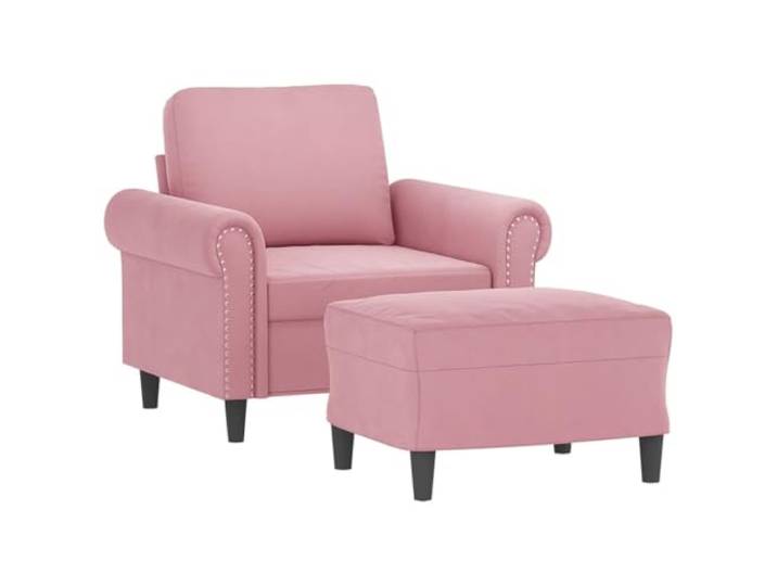 KTHLBRH Sessel mit Fußstütze rosa Samt 60 cm Gestell aus Metall und Sperrholz, Füllung aus Schaumstoff, Tragkraft 110 kg, 2 Stück