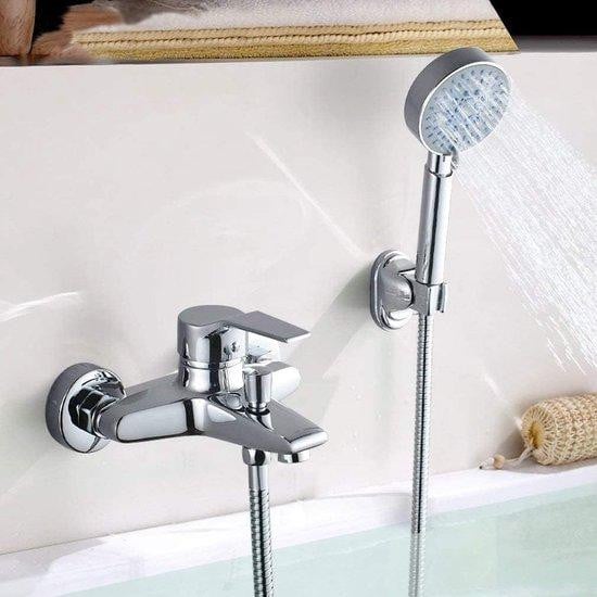 Unyqoos Badarmatuur met handdouche en 5 straalstanden, chroom, voor bad en douche