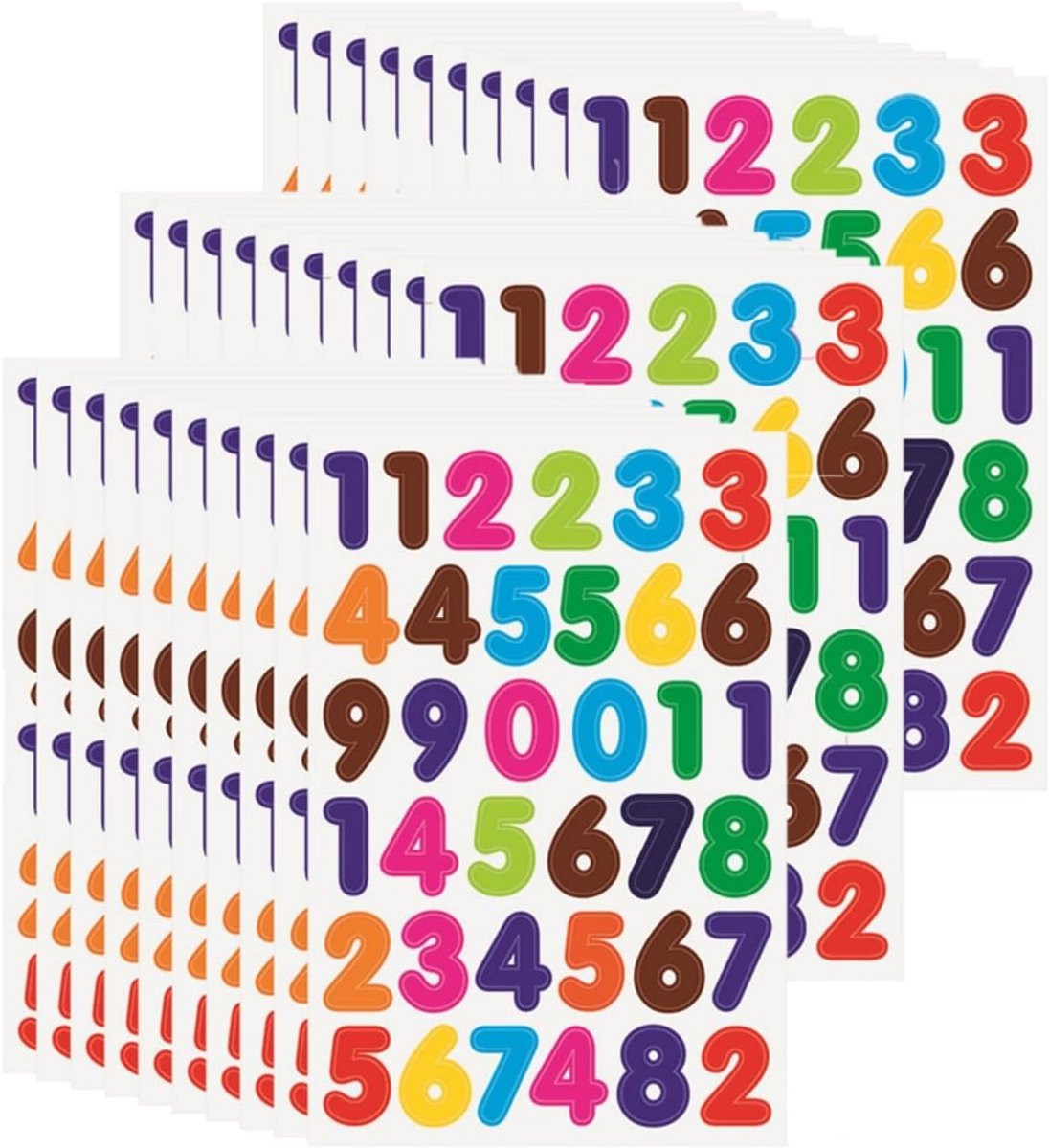 30 Vellen Cijferstickers 0 tot 9 - Zelfklevende Plakcijfers voor Knutselen en Decoratie