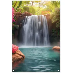 GARTENPOSTER Wasserfall - Natur - Pflanzen - Dschungel - Wasser Outdoor Bilder 80x120 cm
