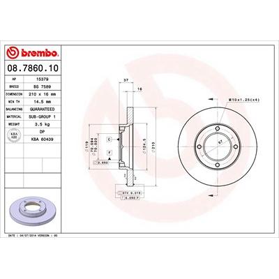 Brembo Bremsscheibe [Hersteller-Nr. 08.7860.10] für Daihatsu, Piaggio, Citroën