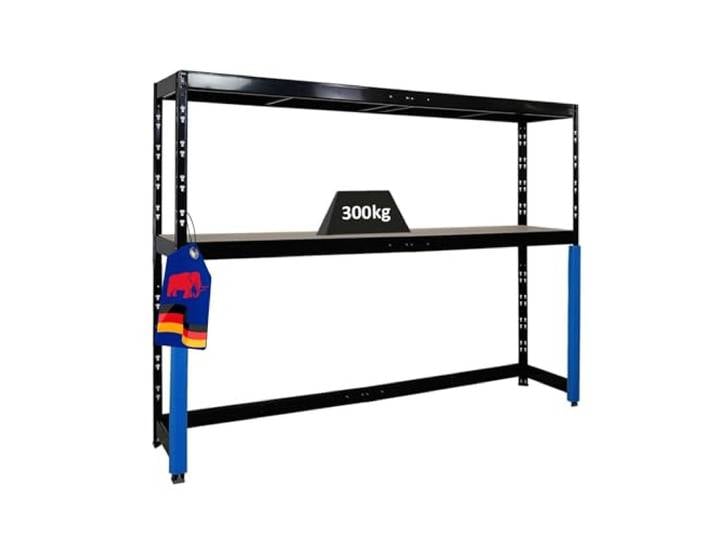 PROREGAL Garagenregal Hercules platzsparend unterfahrbar HxBxT 180x240x50cm 2 Lagerebenen Fachlast 300kg Schwarz Schwerlastregal Lagerregal