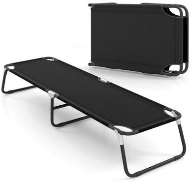 Costway Outdoor Folding Camping Bed for Sleeping Hiking Travel-Black