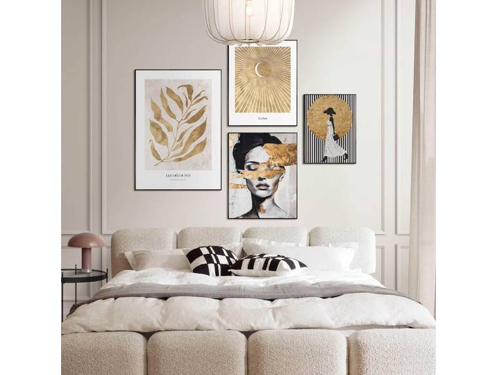 Bild mit Rahmen REINDERS Details zu Gold , farbe bild(er): gold, B:50cm H:70cm T:6,4cm, MDF, Bilder, Bild mit Rahmen, Wohnzimmer - Gold - MDF - Fashion - 50x70 cm