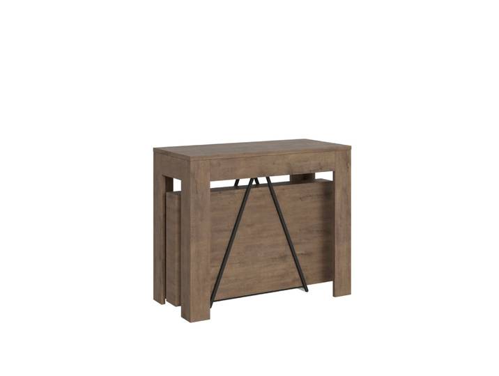 Console extensible effet bois noyer 90x42/302 cm