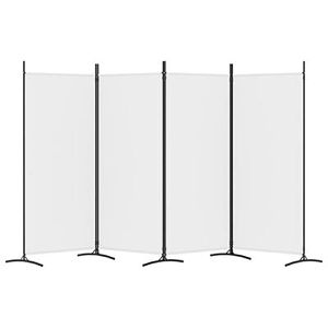 vidaXL Paravent Raumteiler, innen, 4-teilig, aus Metall / Stoff, weiß, 346 x 180 cm
