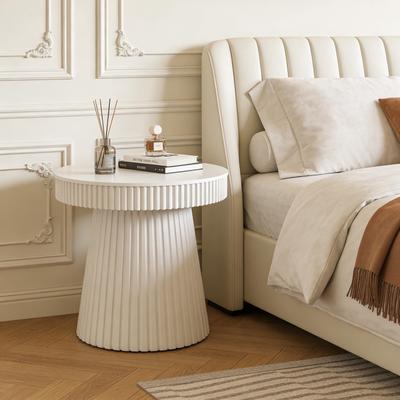 YUZHOU 31.5 inches End Table, Round Bedside Table Nightstand for Bedroom