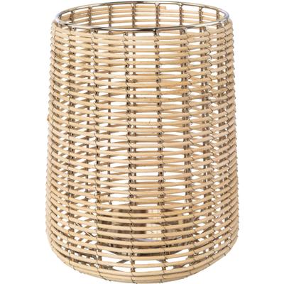 Windlicht OTTO HOME "Kerzenhalter Vallenay", braun (braun, silberfarben), H:22cm Ø:17cm, Massivholz, Metall, Kerzenhalter, Windlicht, aus Naturweide und Metall