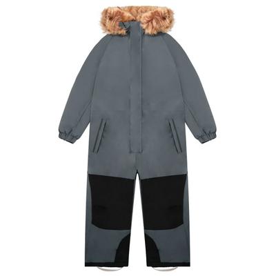 Color Kids - Kid's Coverall with Contrast & Fur - Overall Gr 92 grau
