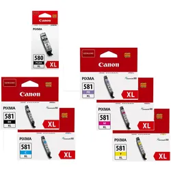 Canon Original PGI-580XL PGBK + CLI-581XL Druckerpatronen 6er-Multipack - BK/C/PB/M/Y/BK