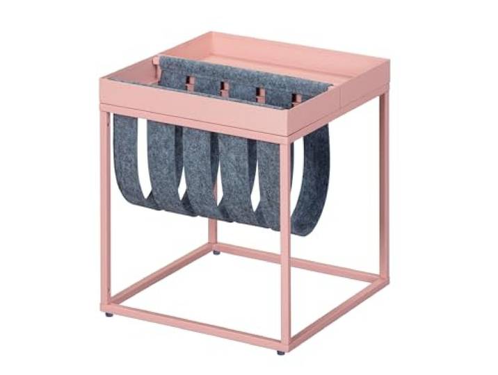 Inter Link - Table Basse - Porte-revues - Table Fonctionnelle - Mellow Rose - métal laqué - avec Porte-revues - Laine Bouillie - Club NY