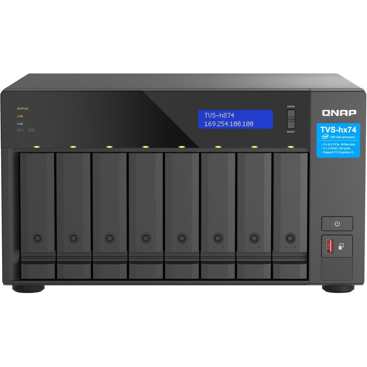 QNAP TVS-H874-I7-32G 8-bay QuTS hero NAS Intel Core i7-12700 12-core 32GB RAM