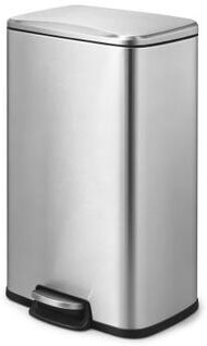 Innovaze 1.3-Gallon Stainless Steel Step-On Trash Can with Soft-Close Lid, Compact Bathroom Waste Bin, Silver