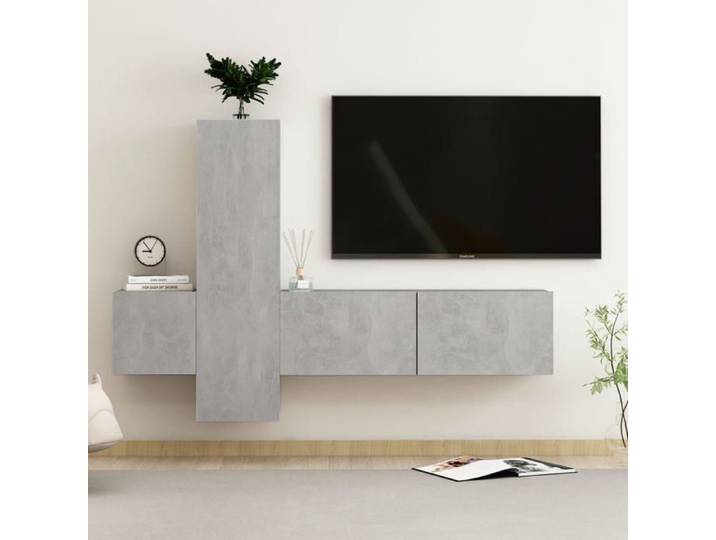Armoire télévision au mur SMG - Ensemble de meubles TV 3 pcs - gris béton Bois d'ingénierie CC25018353