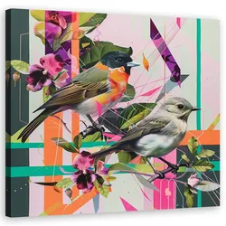 WANDBILD vögel abstrakt bunt