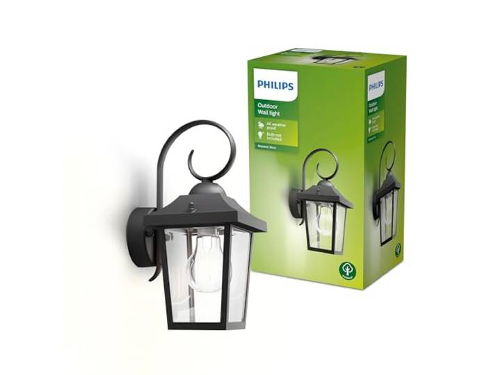 PHILIPS Buzzard Außen-Wandleuchte, Outdoor-Lampe, Aluminium, Schwarz