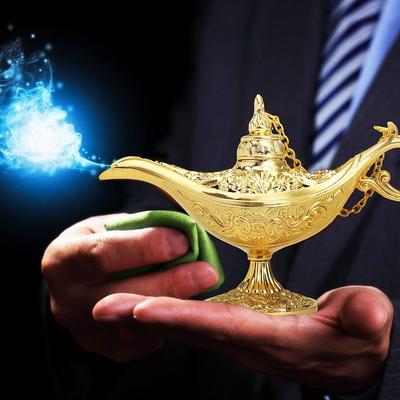 Cozy Casa Charm Collectable Carved Rare Genies Lamp, Gold Zinc Alloy Aladdin Lamp Model For Home Decoration gold