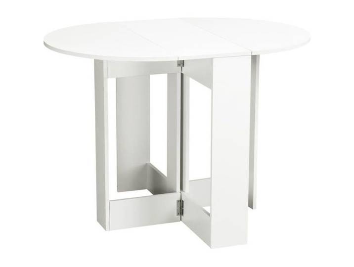 Table pliable de cuisine salle à manger - HOMCOM - ovale extensible - panneaux particules blanc