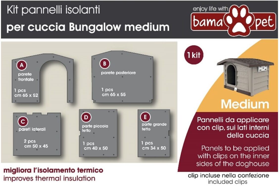 Bama Kit Pannelli Isolanti per Cuccia Bungalow Pet Media