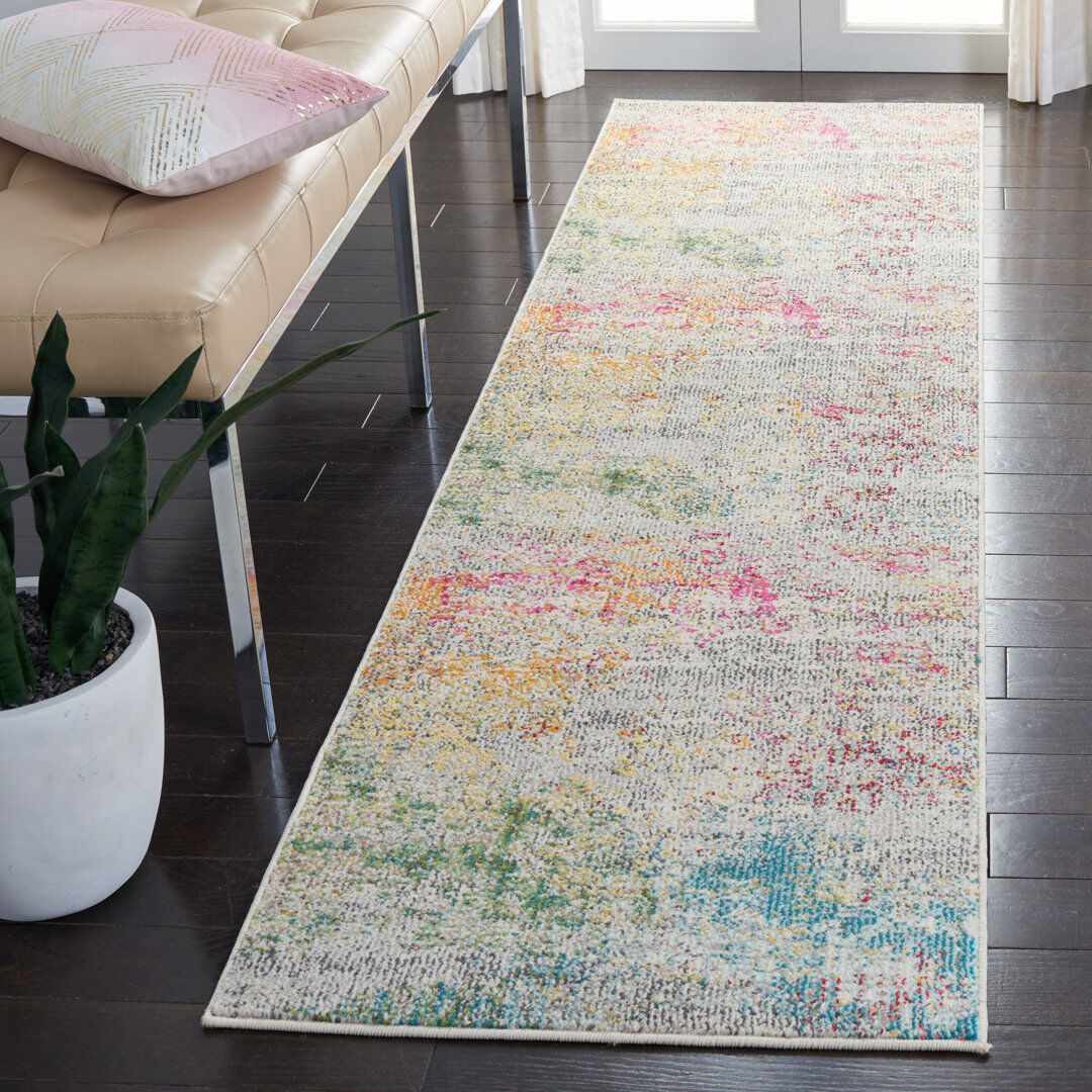 Mistana Masardis Abstract Area Rug Gold Runner 66 x 244cm