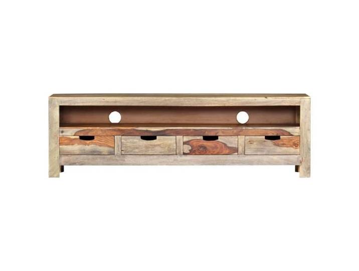 Meuble TV - 4 compartiments - Bois massif 130x30x40cm armoire multimédia/Buffet Salon Aspect Elegant* 8592838