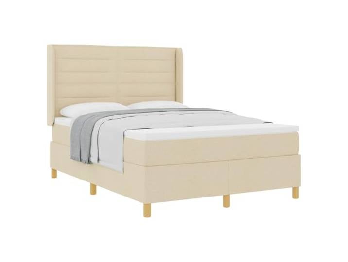 vidaXL Boxspringbett mit Matratze Creme 160 x 200 cm Stoff Atmungsaktiver und strapazierfähiger Stoff, einzelne Federn sorgen für ruhige Ruhe ohne Lärm, unterstützt den Körper und