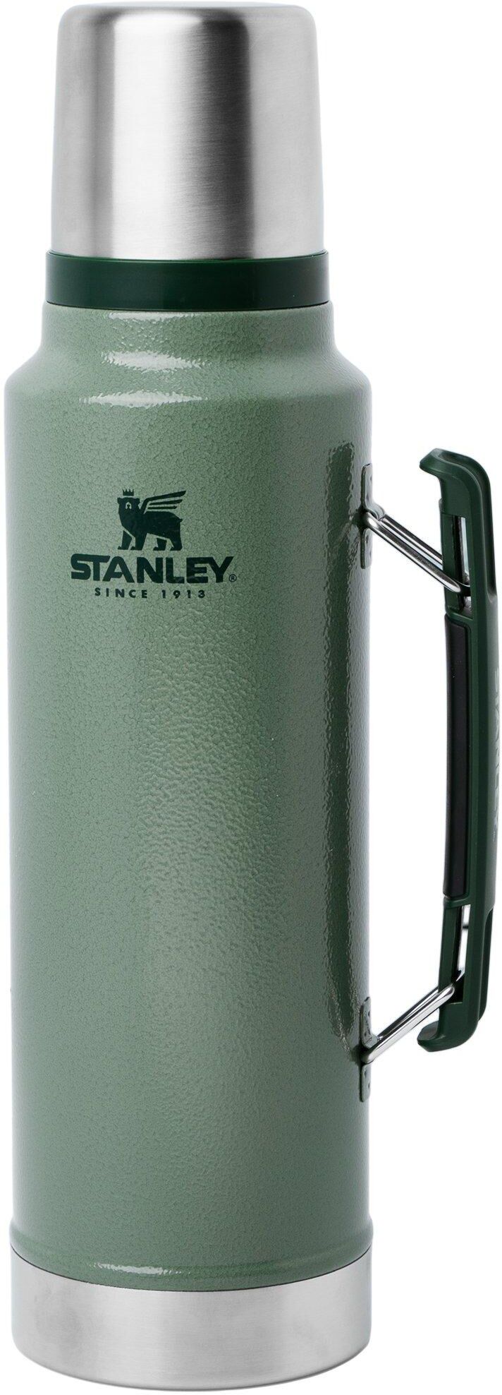 Termos Stanley The Legendary Classic Bottle 1.5QT, Hammertone Green 10-11347-119 z korkiem z otworem do nalewania i kubkiem, 1,4L