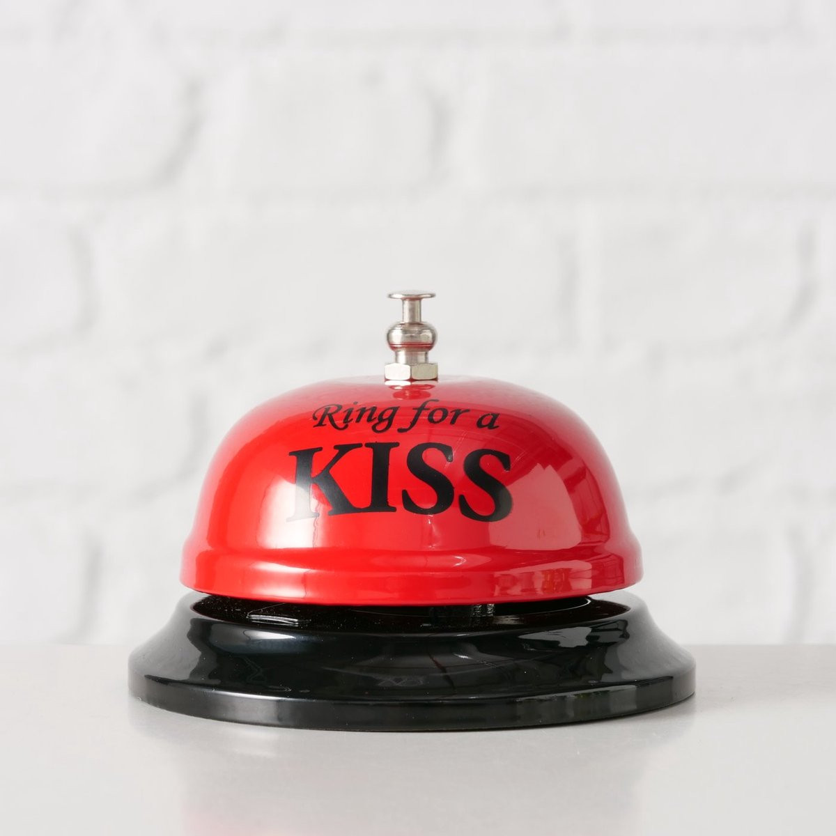 Boltze Drukbel Ring for a kiss - Rood/Zwart - Metaal - 8 x 6 cm