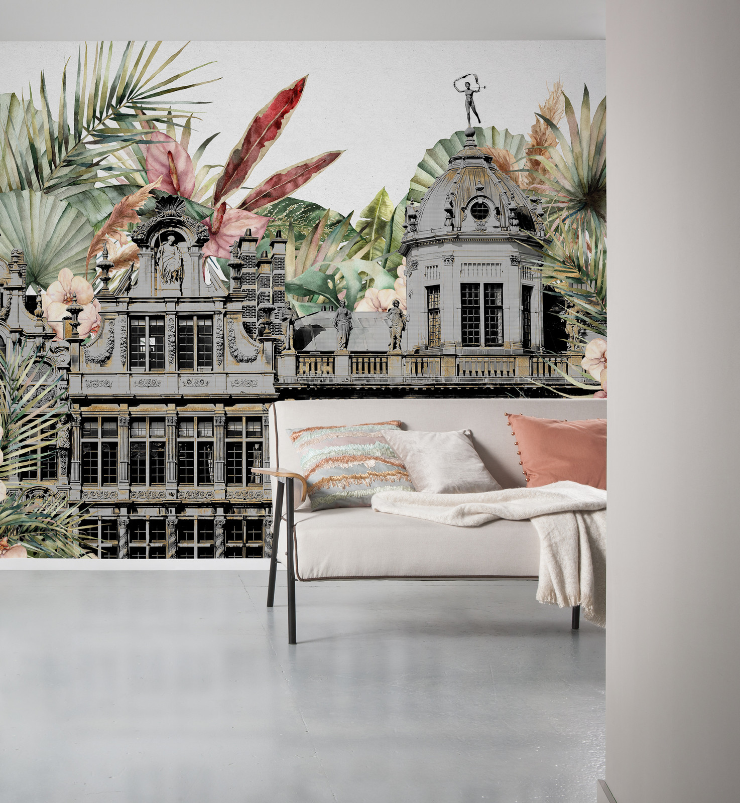 home24 Fotobehang Tropical Palace Multicolour B: 300 cm, H: 250 cm
