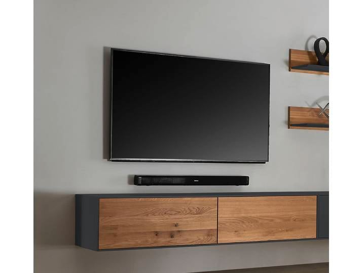 Hängeelement 180cm 'Locarno' Wildeiche massiv & MDF anthrazit