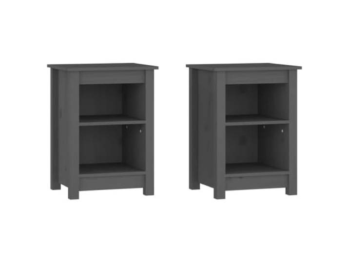 Tmriohed Nachttische 2 STK Grau 40x35x55 cm Massives Kiefernholz Rustikale Nachtkonsolen fürs Schlafzimmer mit geräumigen Fächern und stabiler Ablage für Dekoration und Bücher.