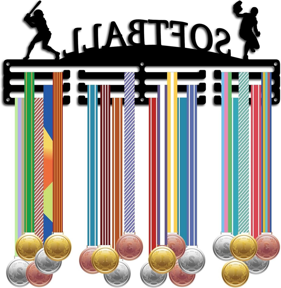 Medaillehouder Sport - Medaillehanger Display voor 60+ medailles - Zwart - B: 40 cm, H: 15 cm