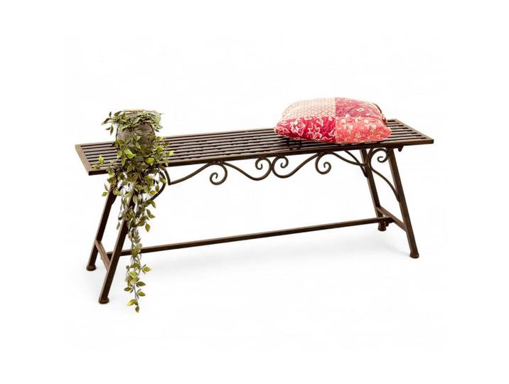 DanDiBo Gartenbank Metall Braun 120/27/45 cm, 120x45x27 cm, Gartenmöbel, Gartenbänke