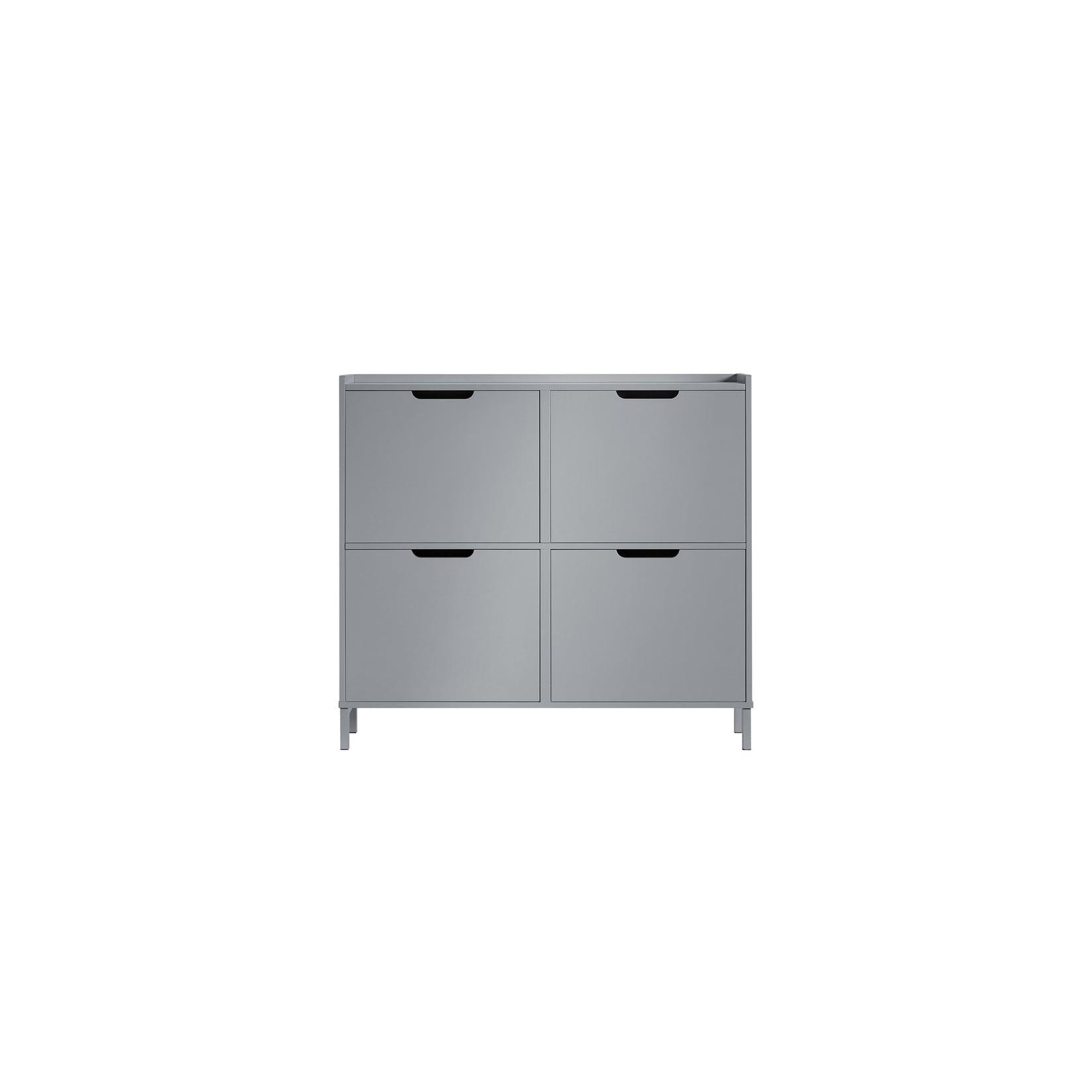 SoBuy Schuhschrank mit 4 Türen Hellgrau 100x19x90,5cm Minimalistisch