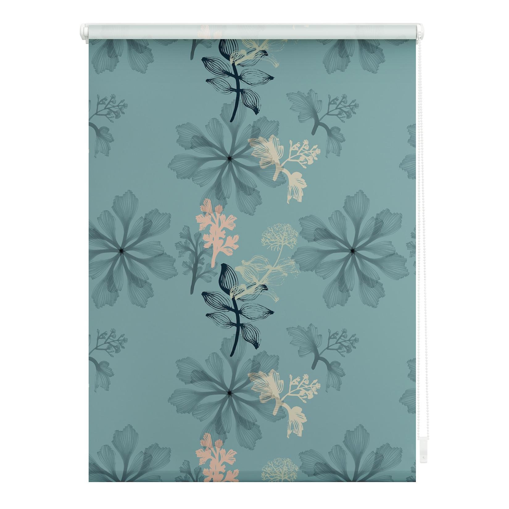 Lichtblick Rollo Klemmfix, ohne Bohren, Verdunkelung, Aqua Floral - Blau