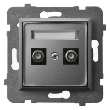 Ospel ARIA F-Typ Doppelantennendose grau matt GPA-2UF (Antennendose) (GPA-2UF/m/70)