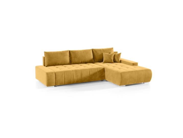 Fedve Ecksofa mit Schlaffunktion Dhaka L, Honig, L-Form, 265x185 cm, Wohnzimmer, Sofas & Couches, Wohnlandschaften, Ecksofas