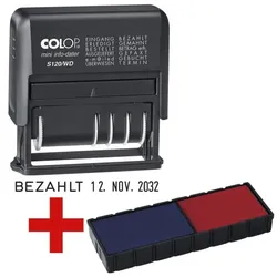 Colop Datum- und Wortbandstempel »S120/WD« inkl. 2 Ersatzstempelkissen »5,5 x 0,8 cm« mehrfarbig