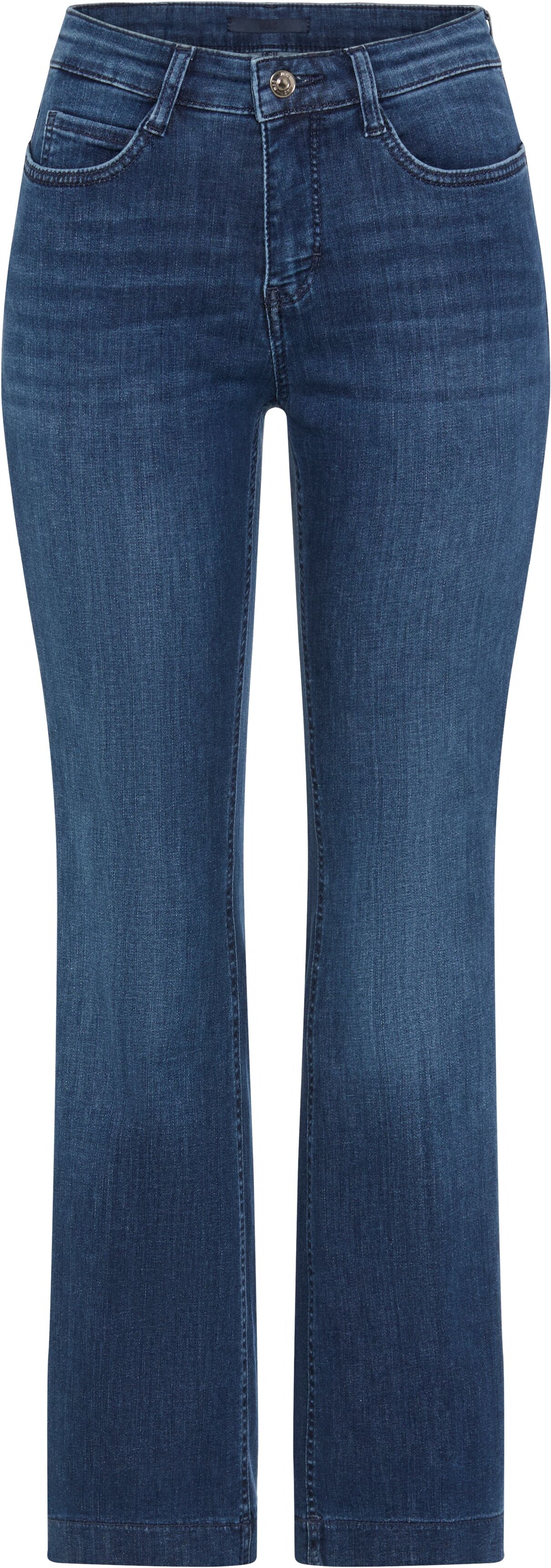 Bootcut-Jeans MAC "BOOT", Damen, Gr. 38, Länge 34, blau (chic indigo), Denim/Jeans, Obermaterial: 91% Baumwolle, 7% Elastomultiester, 2% Elasthan, bootcut fit knöchellang, Jeans Bootcut-Jeans, im Five-Pocket Style chic indigo 38, Länge 34