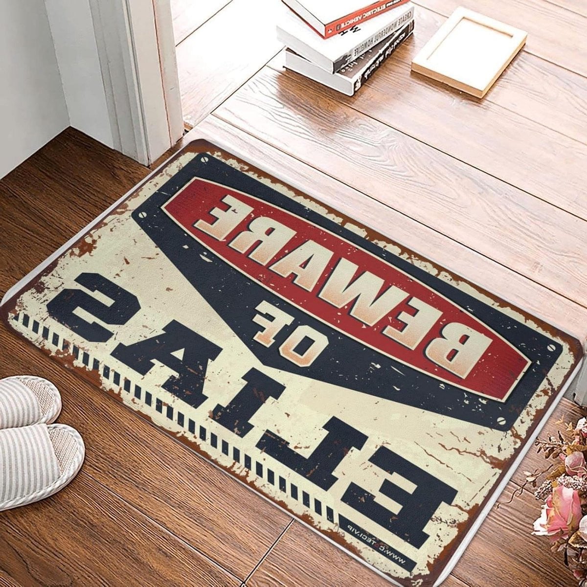 Geel Grappige Welkom Deurmat met Antislip Rubberen Onderkant - 65 x 90 cm