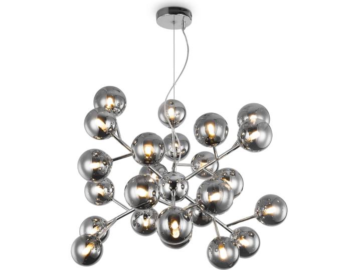 Suspension\, métal verre\, chrome fumé\, D 65 cm