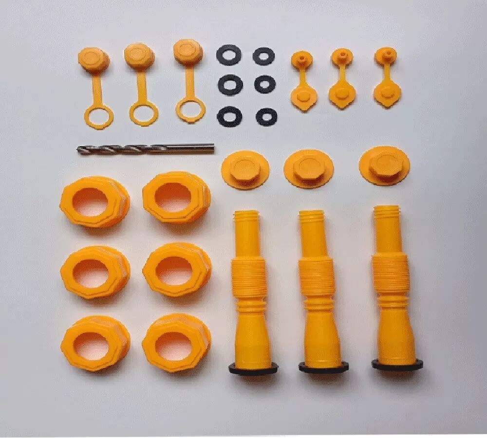 INF 6er-Set Kraftstofftrichter-Kit mit 8mm Bohrer - Benzin Diesel Öl Einfüllzubehör
