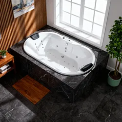 Indoor Whirlpool Badewanne 195x100 cm, 29 Massagedüsen Heizung LED, oval, Einbau, 2 Personen, tief, Caribia MIAMI Deluxe, Made in Germany