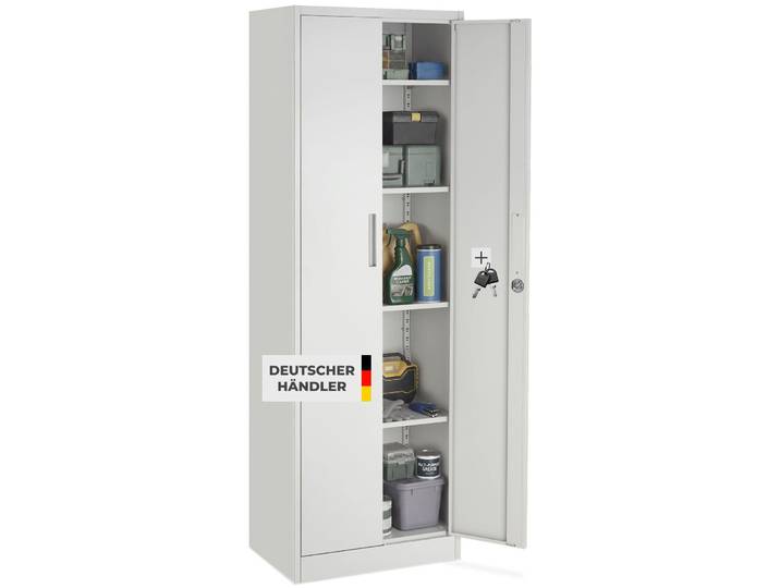 Aktenschrank Brandon, Magnetverschluss, verstellbare Böden - grau