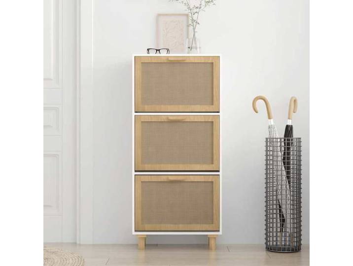 Armoire à chaussures - - Range-chaussures - Bois ingénierie - Blanc - 3 tiroirs - 52x25x115 cm @96041