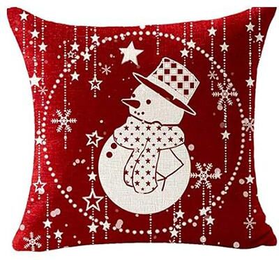 Multicon Wholesale Hub Car With Tree Deer Happy Winter, Linen Pillowcase Cushion Sofa Living Room, Merry Christmas Snowflake Ball Red Cover 3 35x35cm